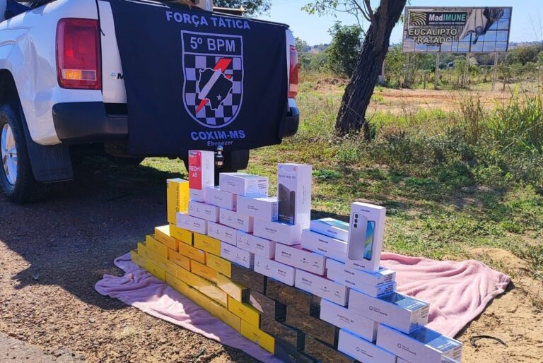 Polícia Militar apreende carga de celulares avaliada em mais de R$ 72 mil em Coxim