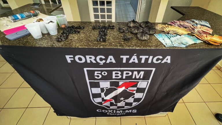 Polícia Militar prende homem e mulher por tráfico de drogas e aliciamento de adolescente em Coxim