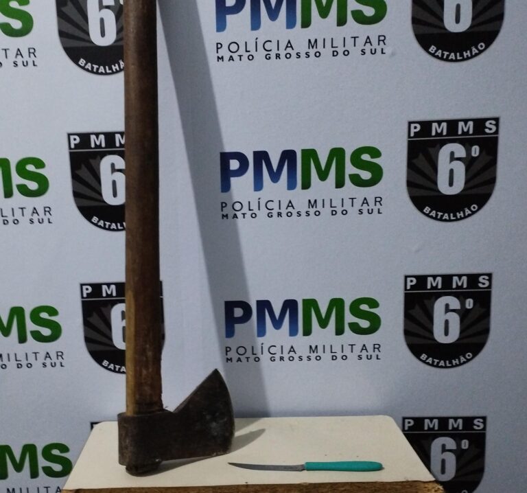 Polícia Militar Detém Homem Que Danificou Parte da Residência com Machado em Corumbá