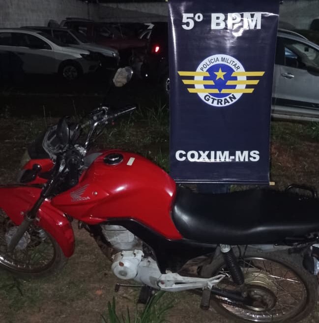 Polícia Militar prende autor por receptação e recupera motocicleta furtada em Coxim